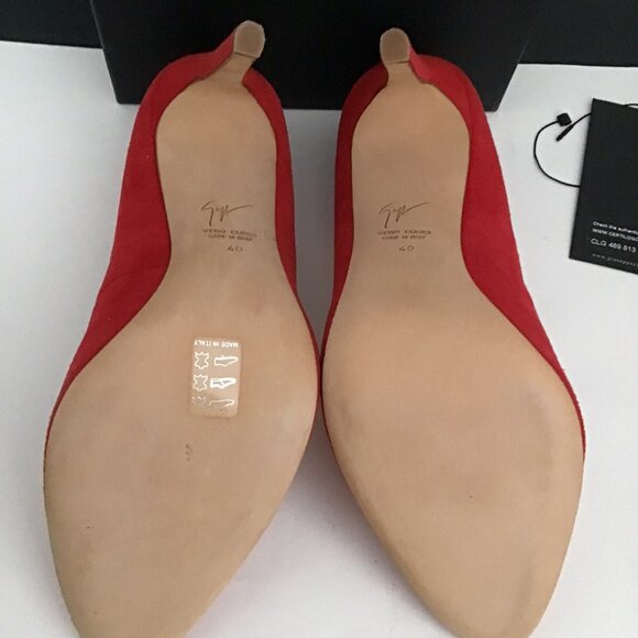 GIUSEPPE ZANOTTI Women's Bimba 110 High-Heel Stiletto Suede Red - Picture 9 of 11